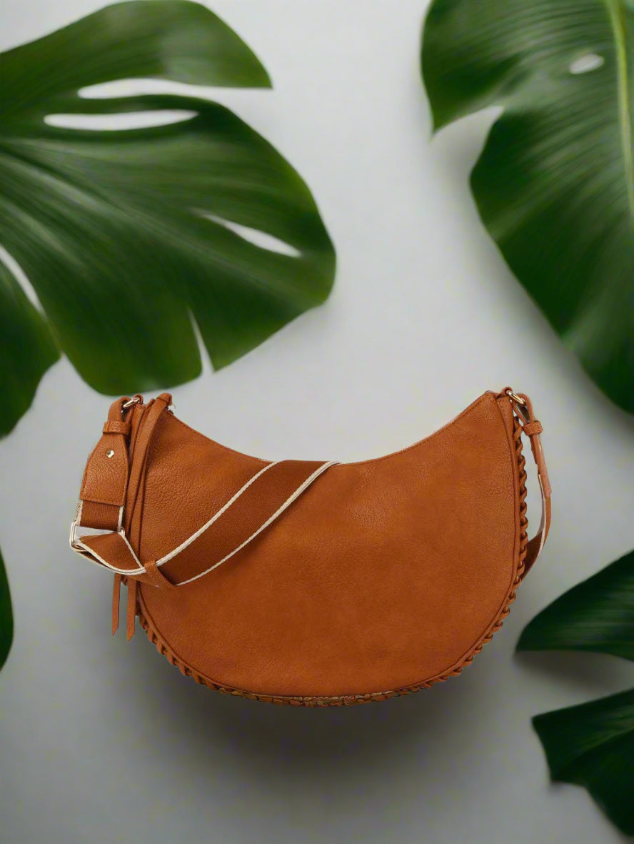 Braided Half Moon Crossbody Bag