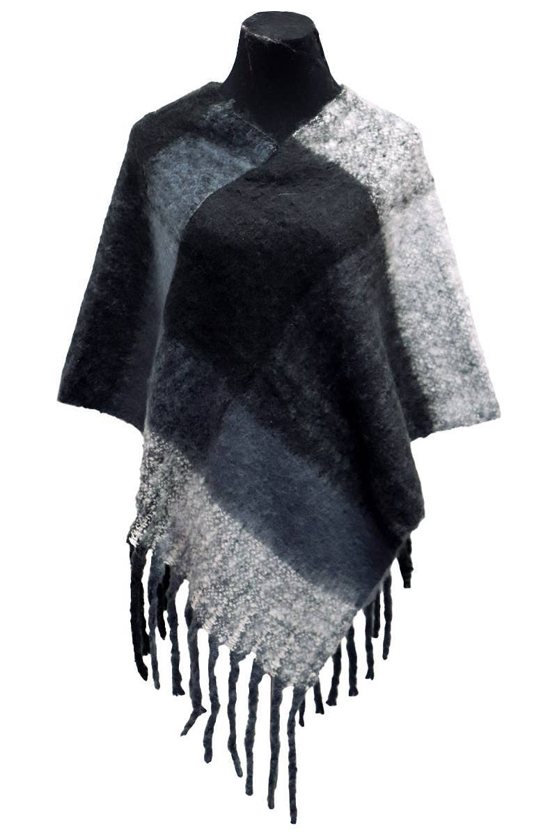 Multi Plaid Cashmere Poncho