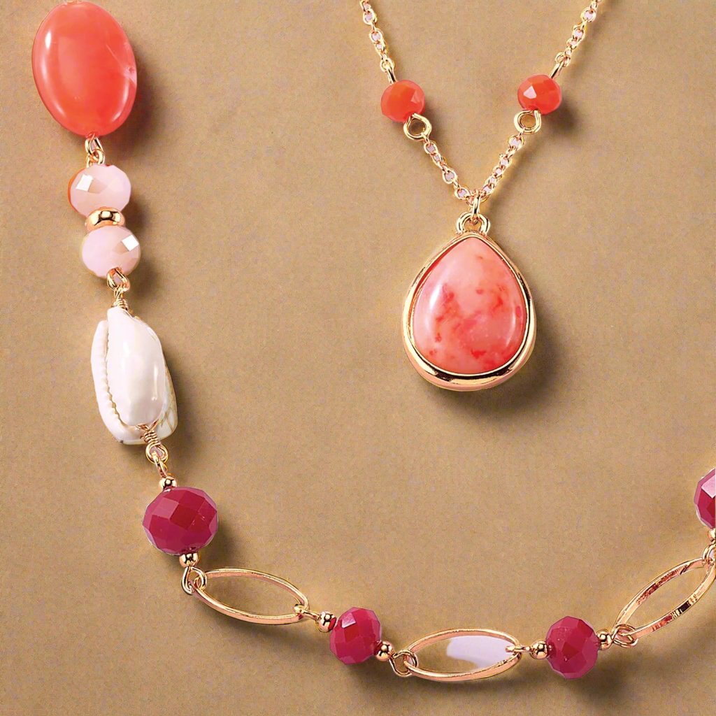 Beachy Coral Double Layer Necklace