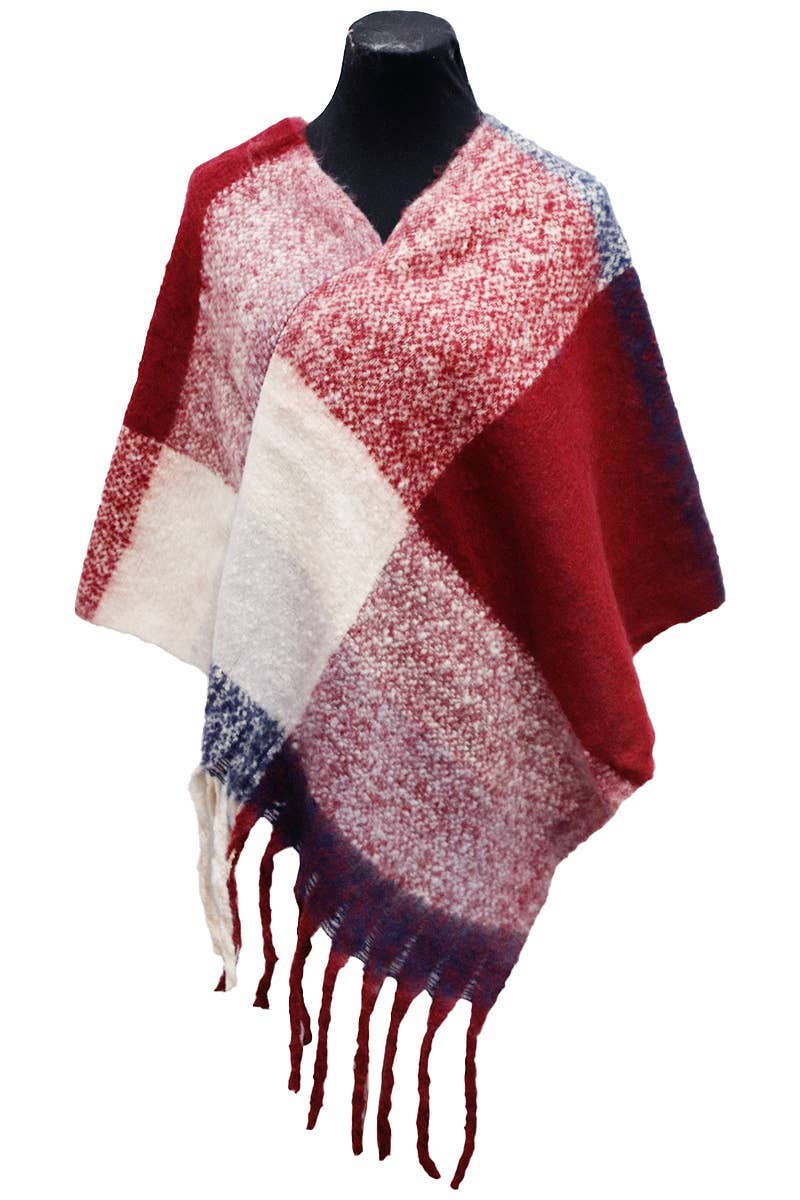 Multi Plaid Cashmere Poncho