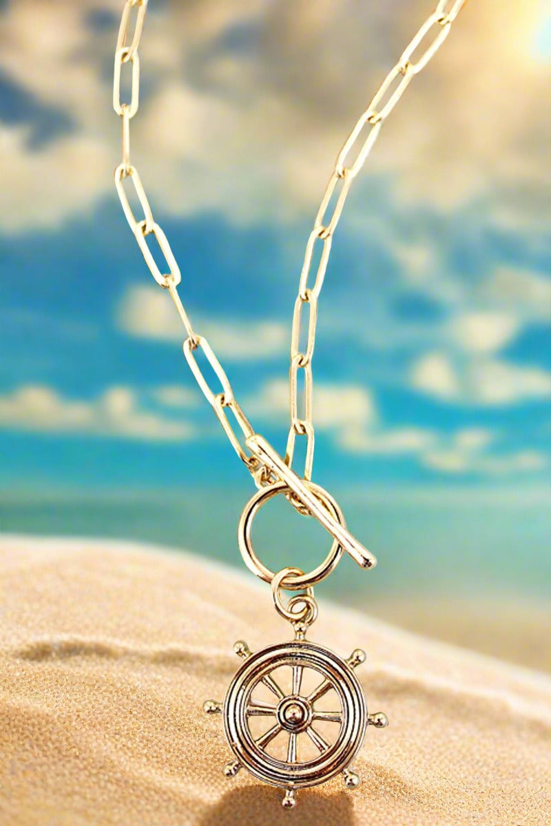 Ship Wheel Toggle Necklace