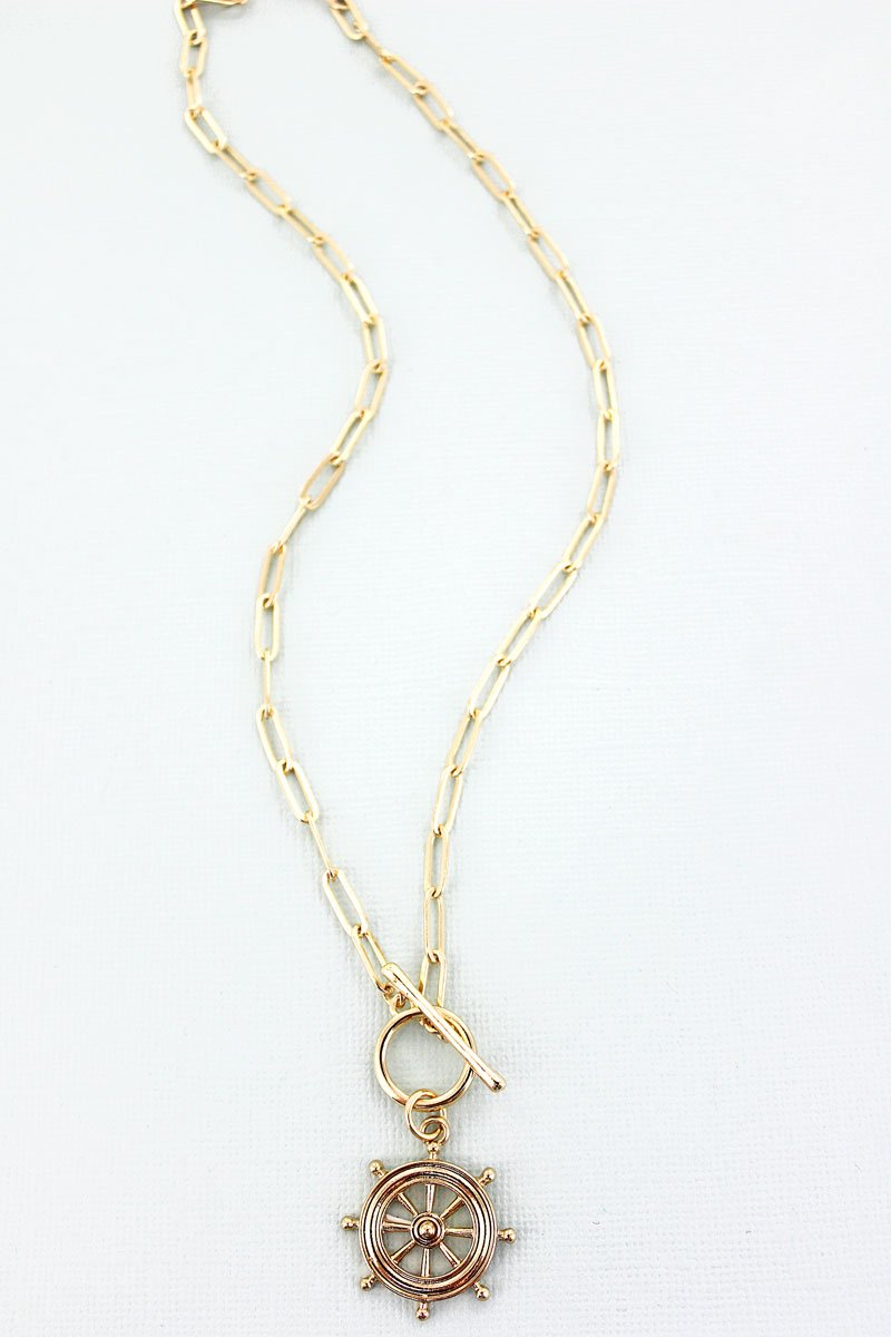 Ship Wheel Toggle Necklace
