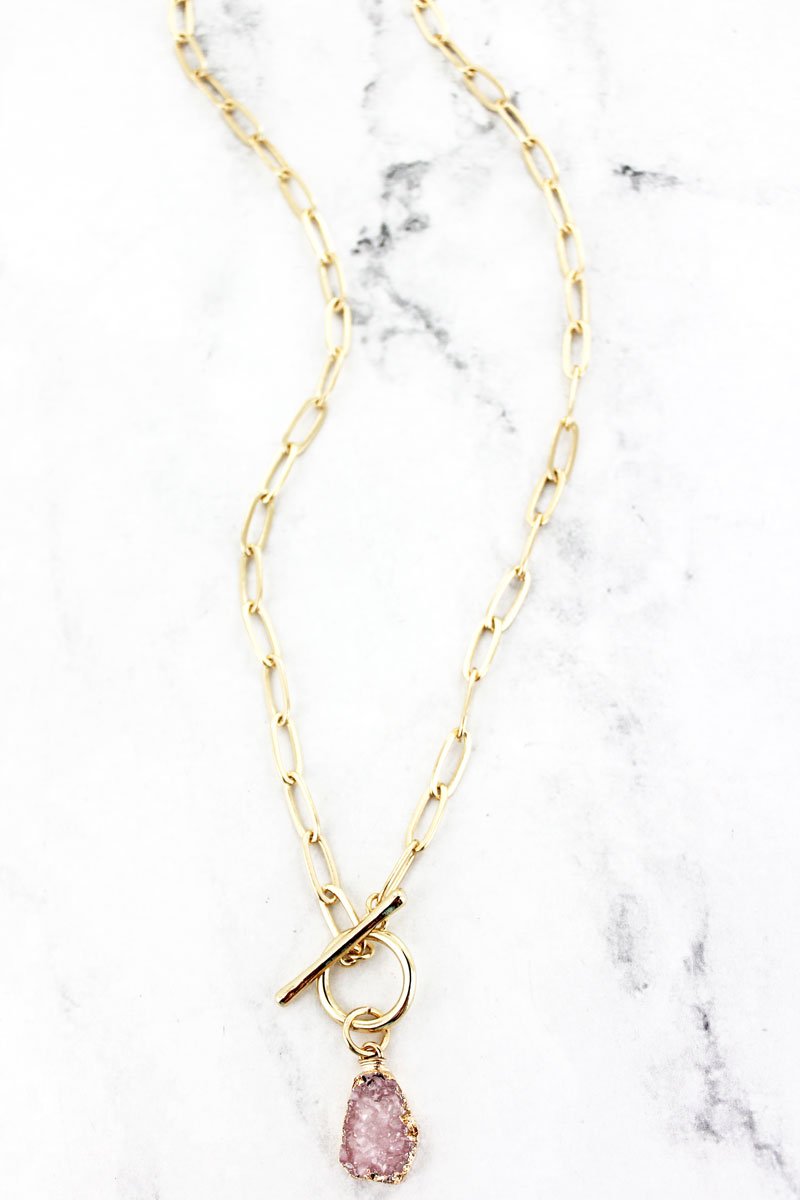 Light Rose Druzy Pendant