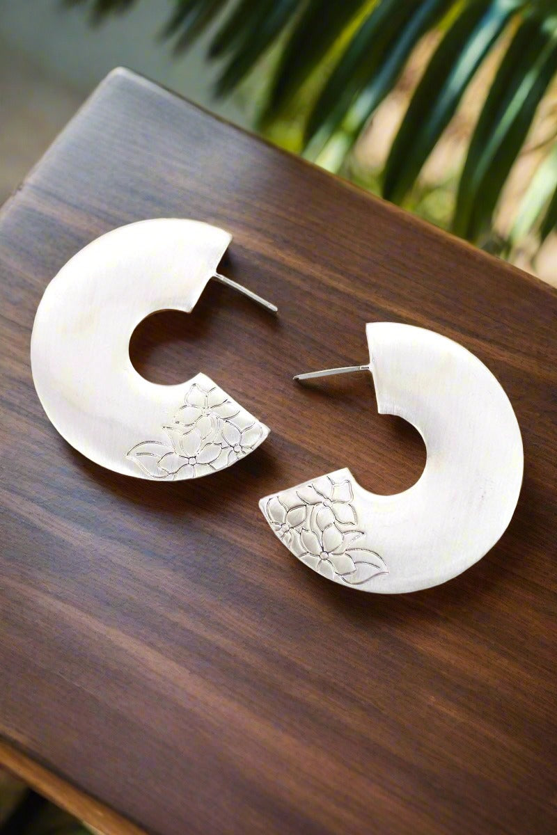 Floral C Hoop Earrings