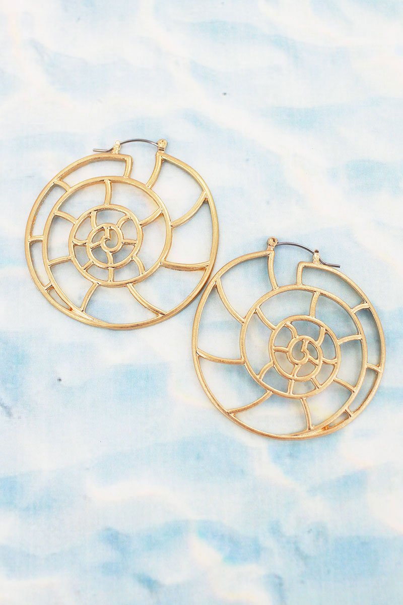 Nautilus Goldtone Outline Earrings