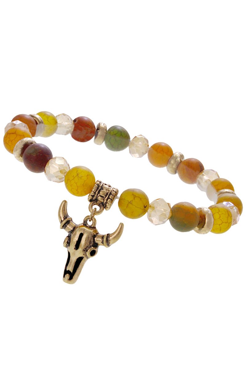 STEER SKULL OLIVE BRACELET