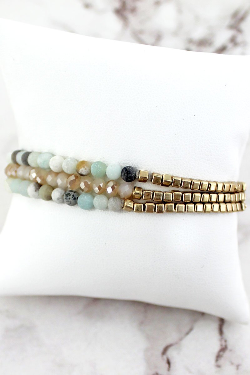 Mint and Goldtone Bracelet Set