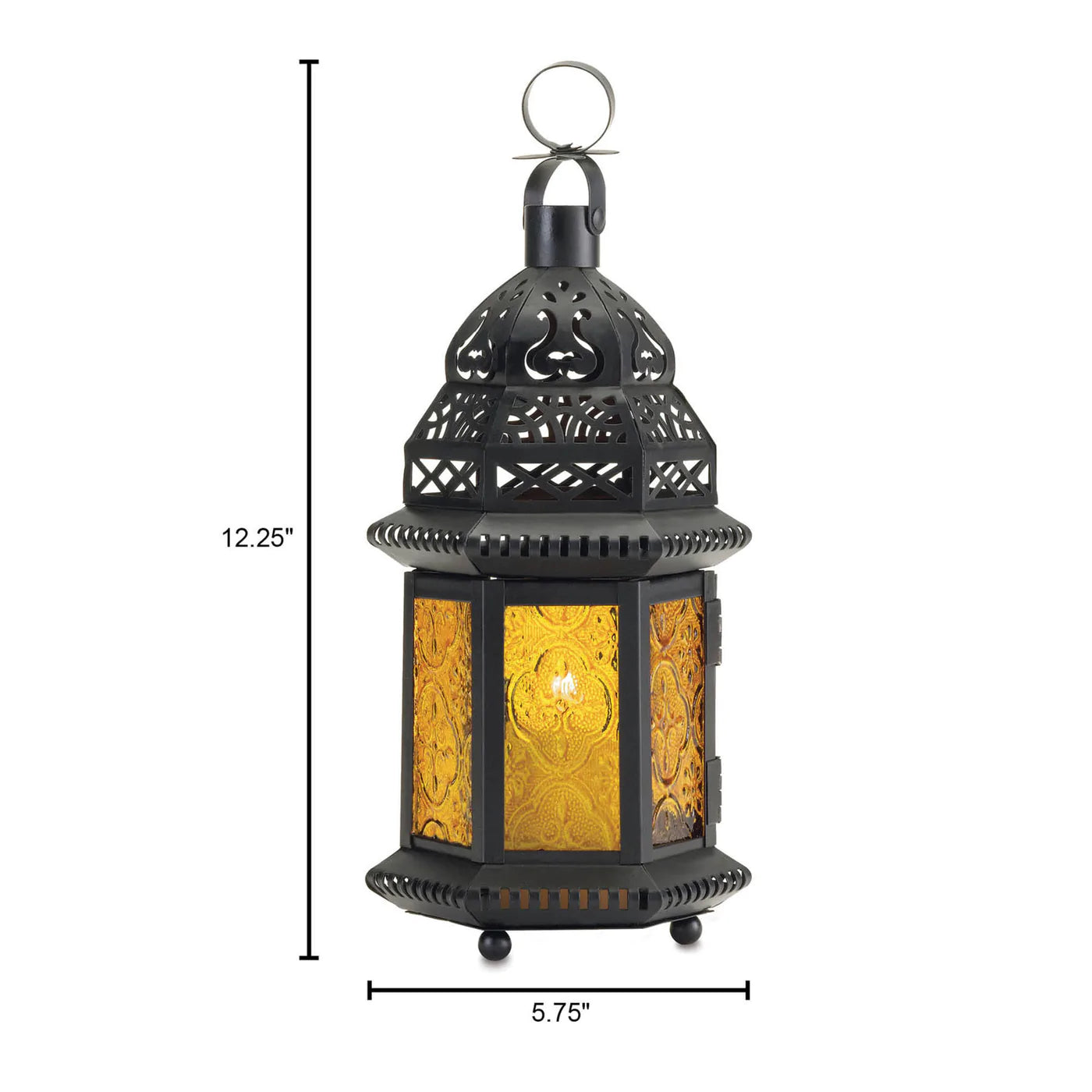 LARGE YELLOW GLASS MOROCCAN LANTERN