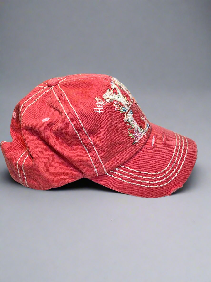 DISTRESSED PINK 'HEY YALL' CAP