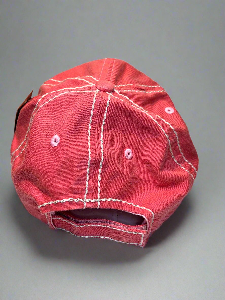 DISTRESSED PINK 'HEY YALL' CAP