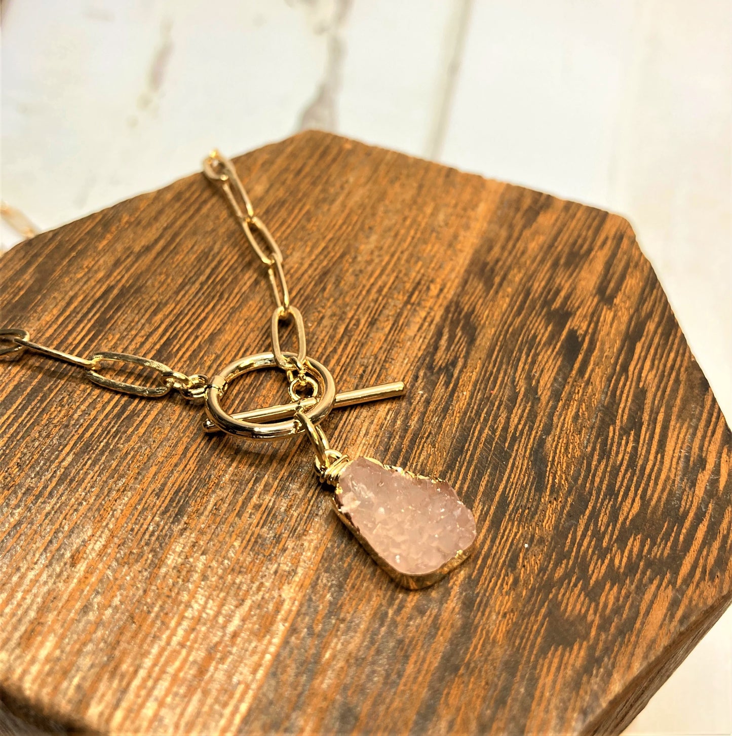 Light Rose Druzy Pendant