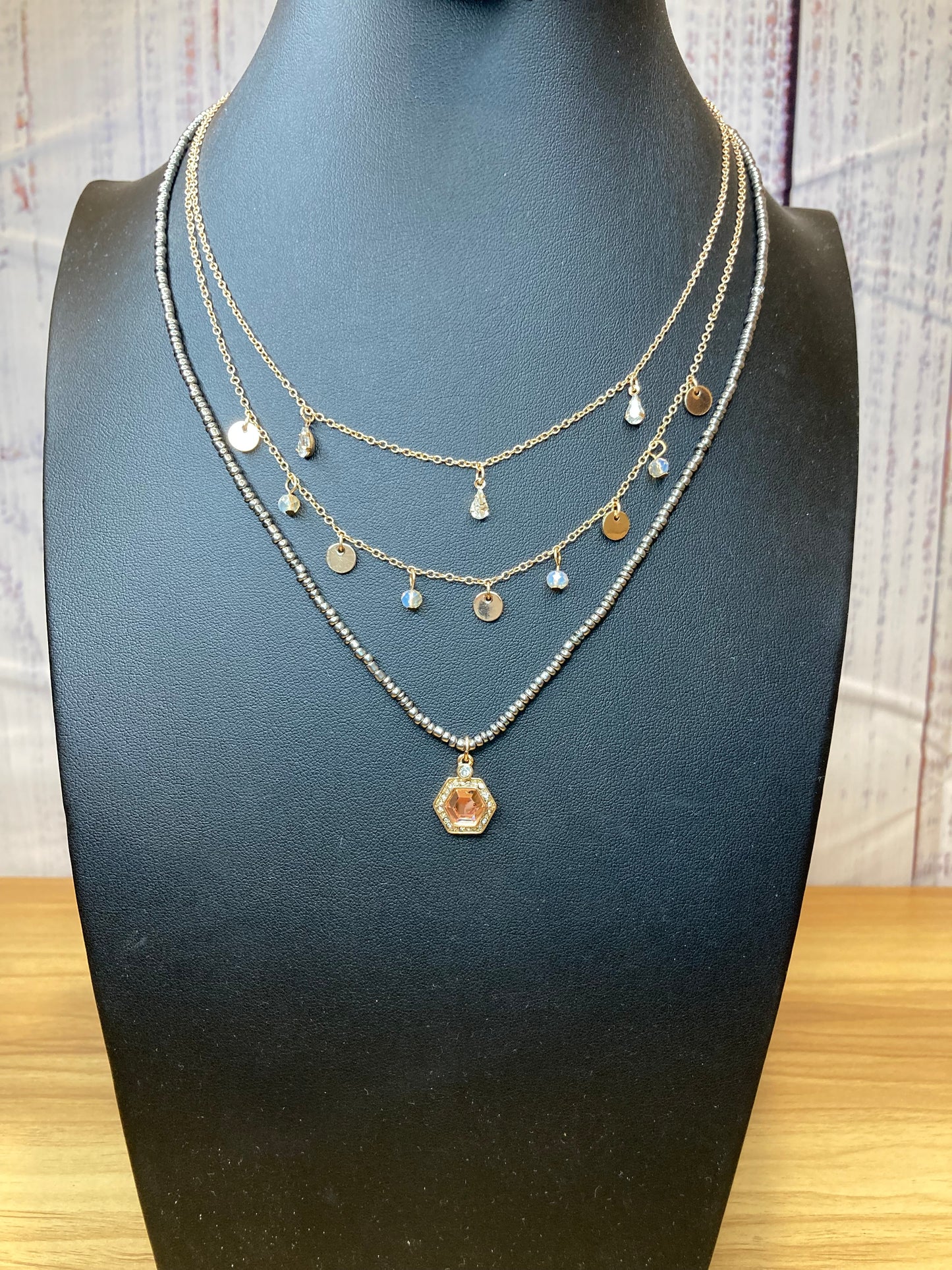 Hexagon Layered Necklace