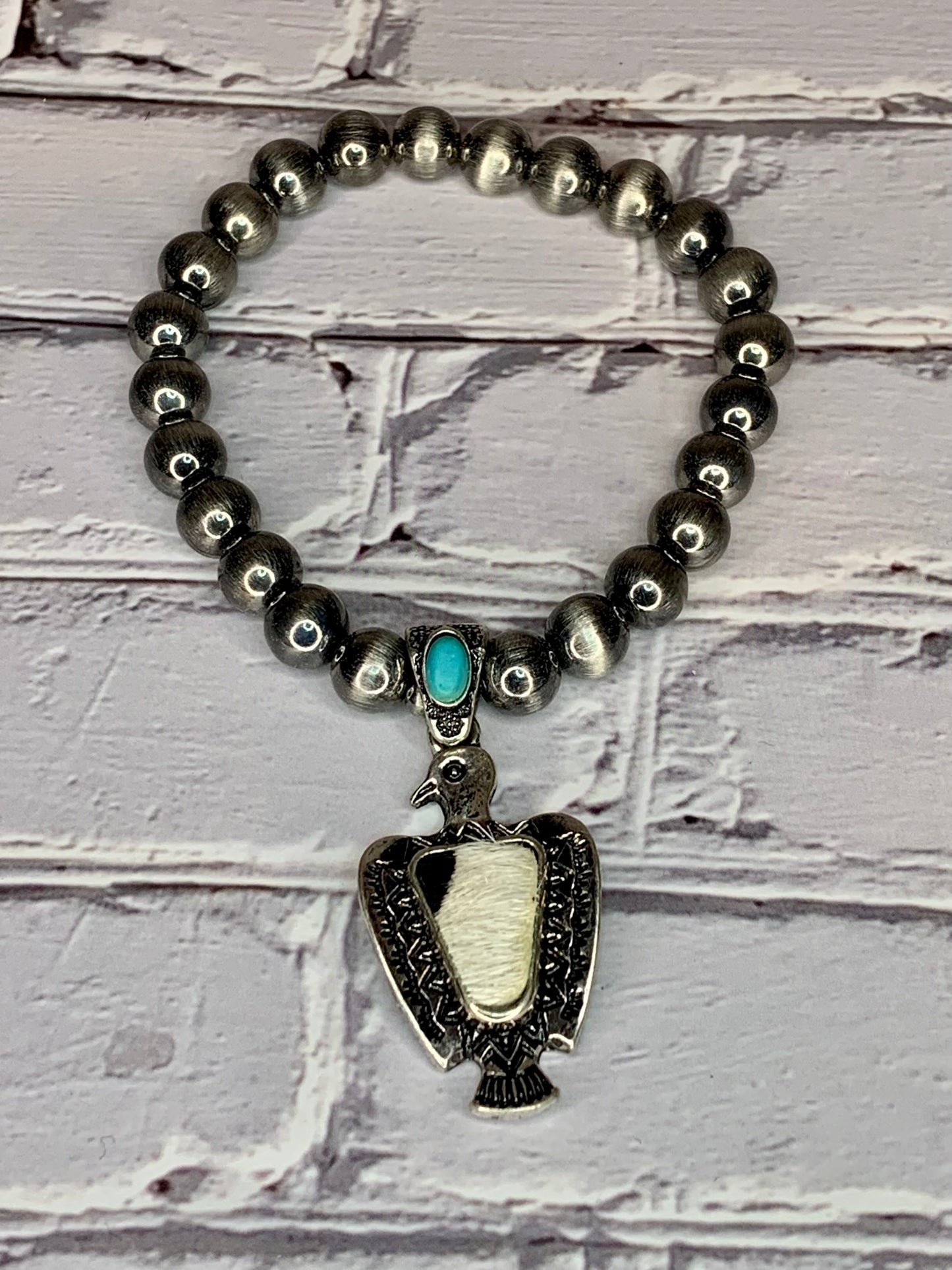 EAGLE SILVER PEARL STRETCH BRACELET