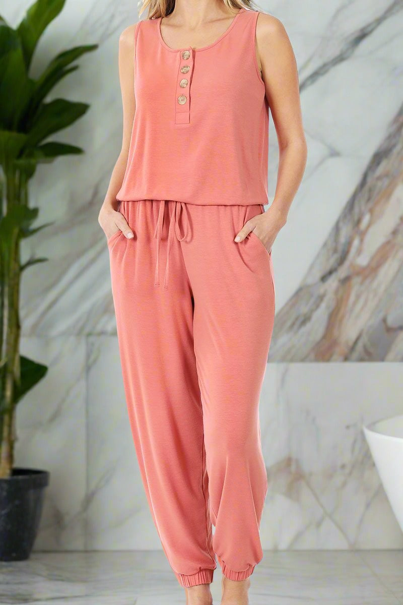 ASH ROSE SLEEVELESS JOGGER JUMPSUIT – Yoli's Flair