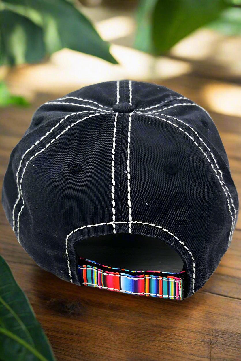 DISTRESSED ONYX WITH SERAPE 'MAMACITA' CAP