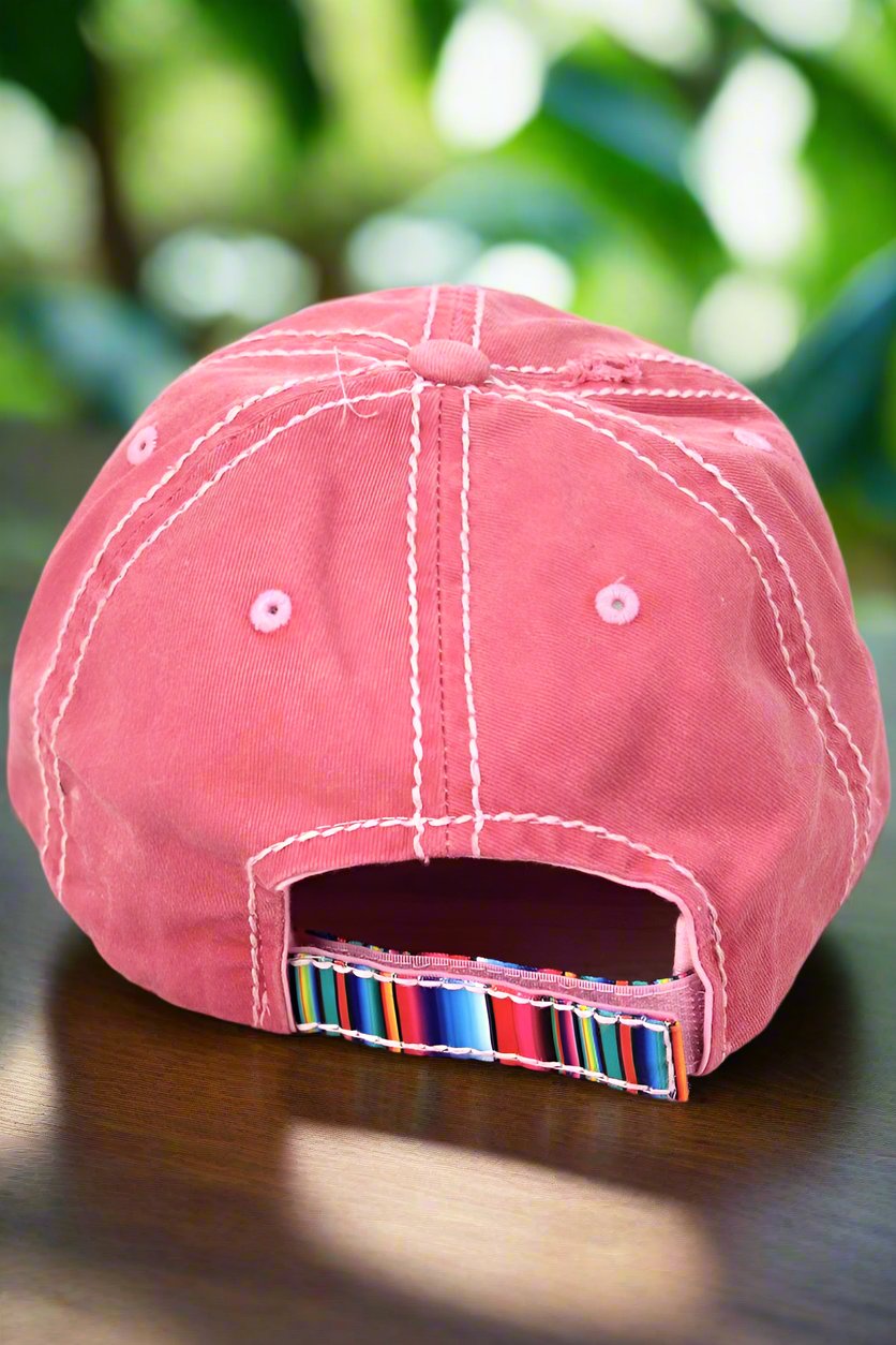 DISTRESSED SALMON WITH SERAPE 'MAMACITA' CAP