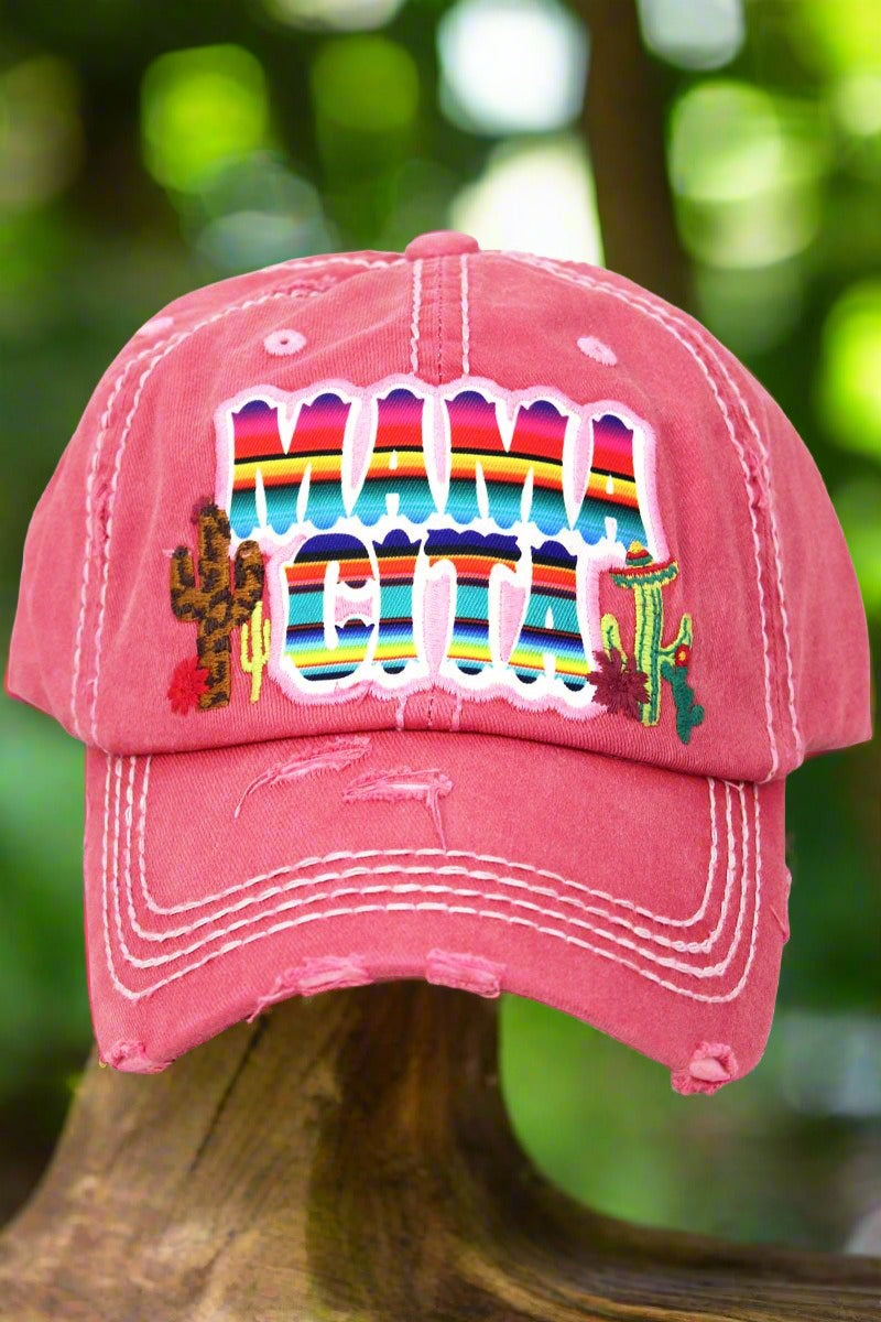 DISTRESSED SALMON WITH SERAPE 'MAMACITA' CAP
