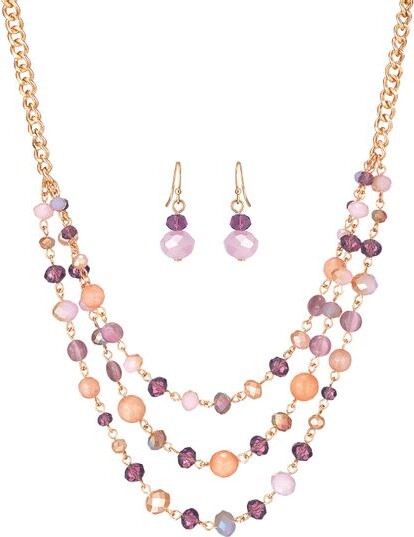 #New Arrival - Purple Sunset Layered Necklace and Earring Giftset