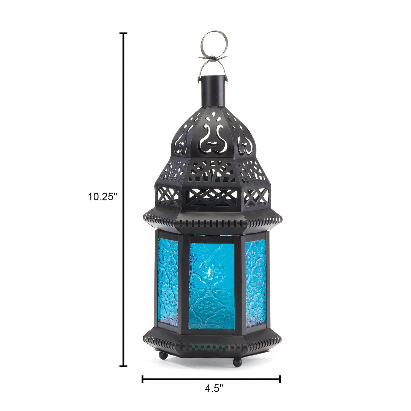 BLUE GLASS MOROCCAN STYLE LANTERN