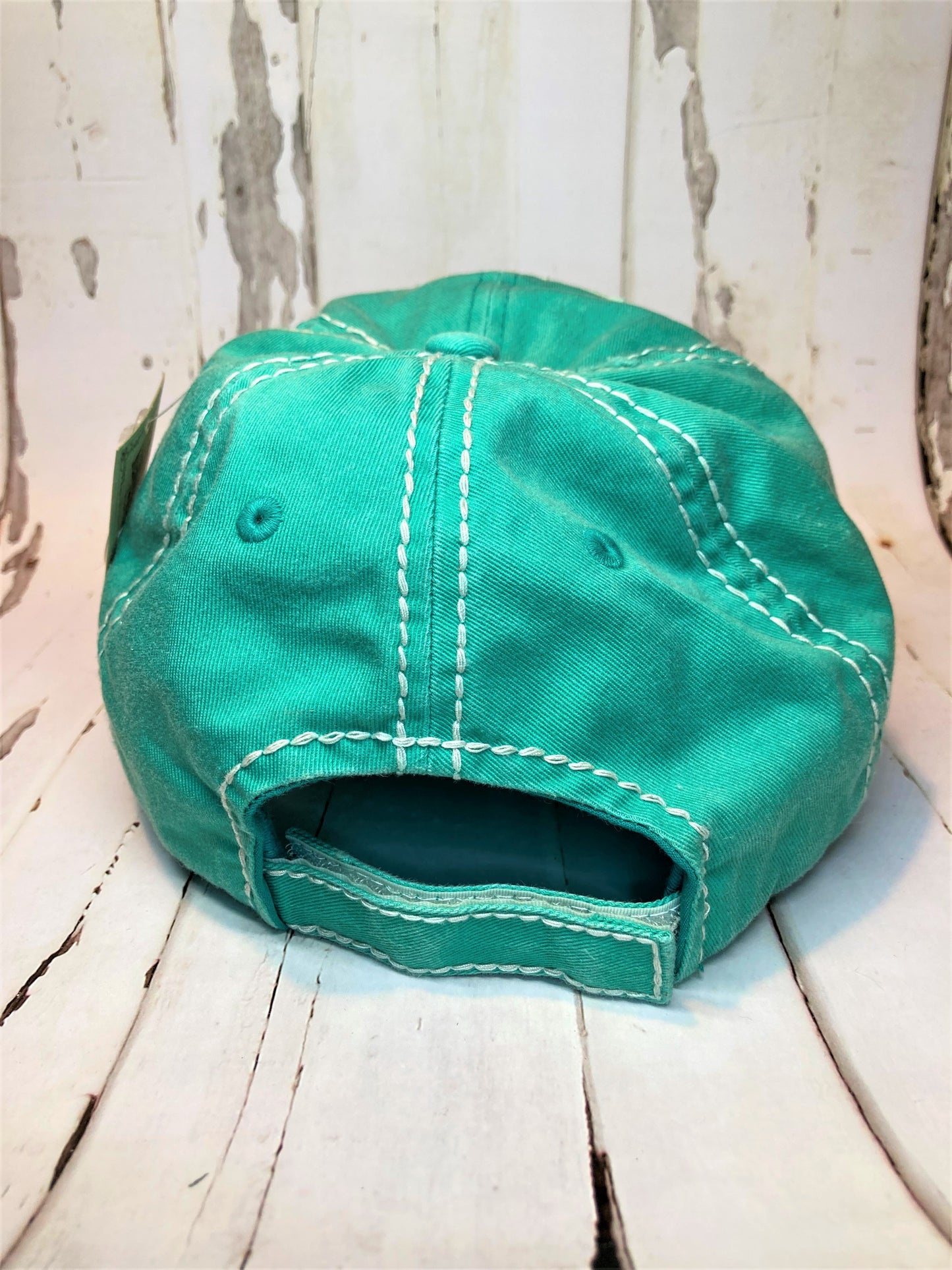 DISTRESSED TEAL 'HEY YALL' CAP