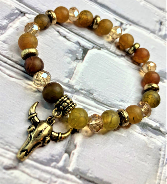 STEER SKULL OLIVE BRACELET