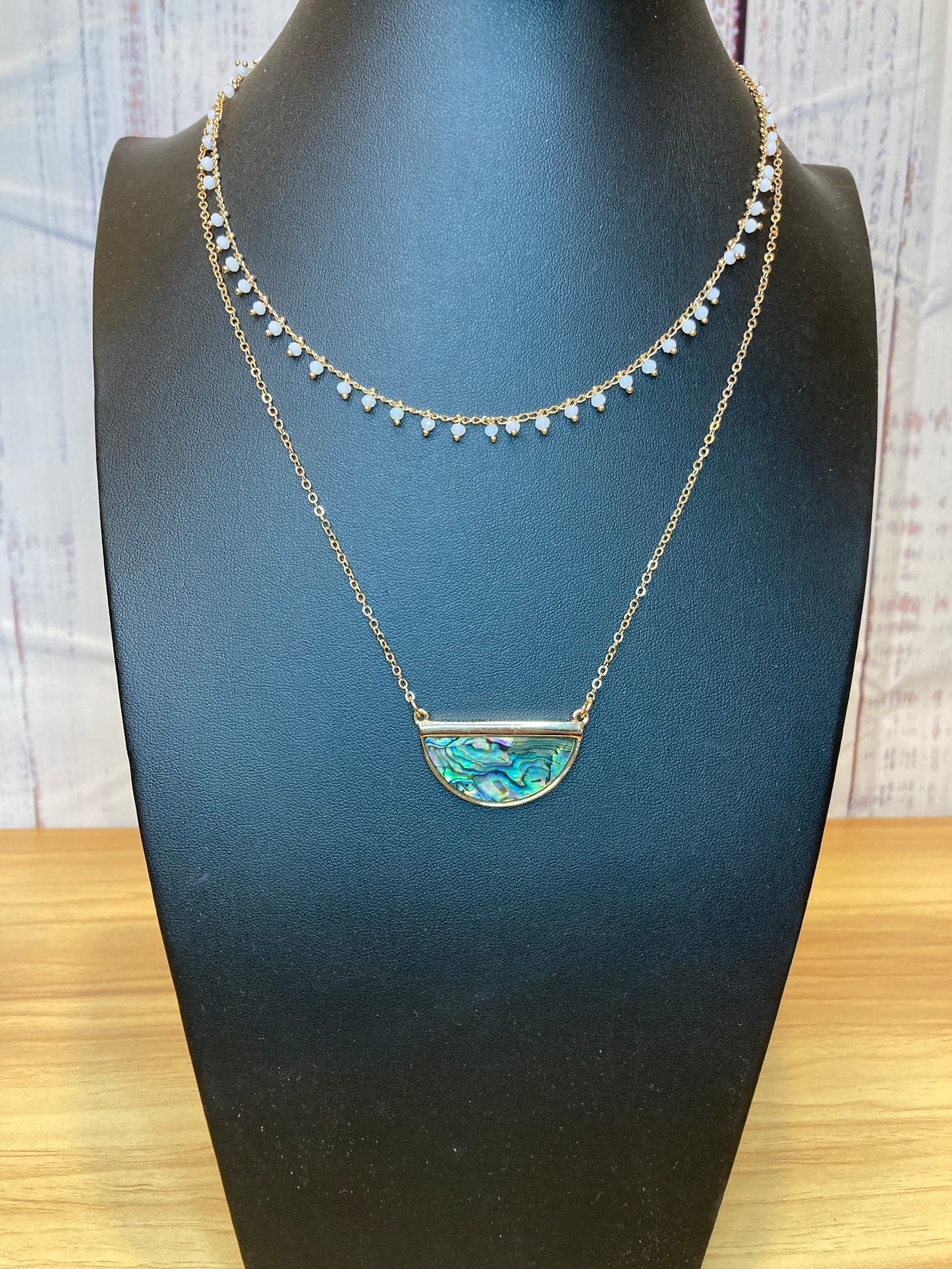 Modern Abalone Pendant Necklace