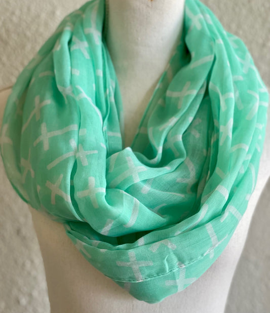 TEAL CROSS INFINTY SCARF