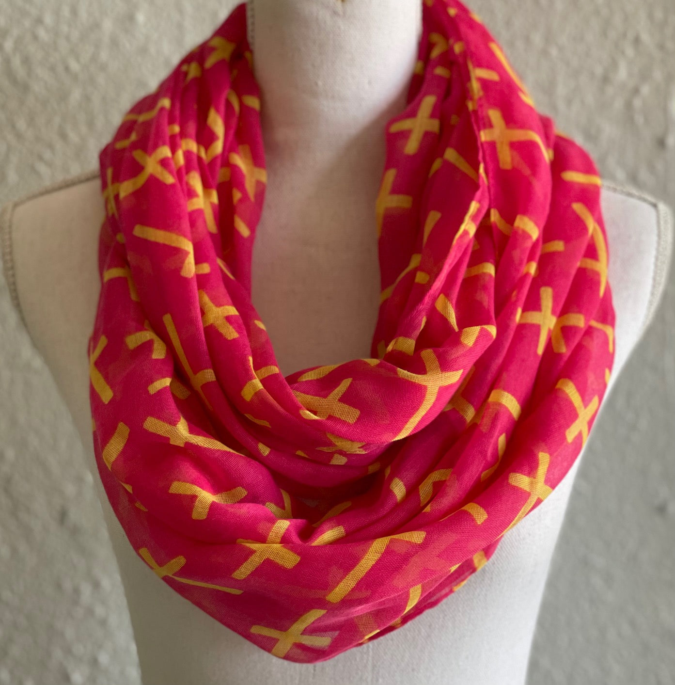HOT PINK CROSS INFINTY SCARF