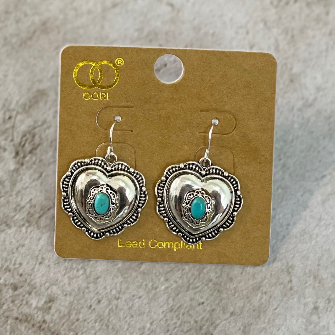 Turquoise Western Heart Earrings