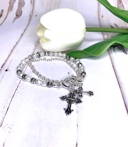 SANTA LUCIA CROSS PEARL BRACELET