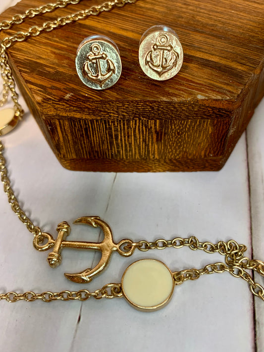 NAUTICAL ANCHOR NECKLACE SET