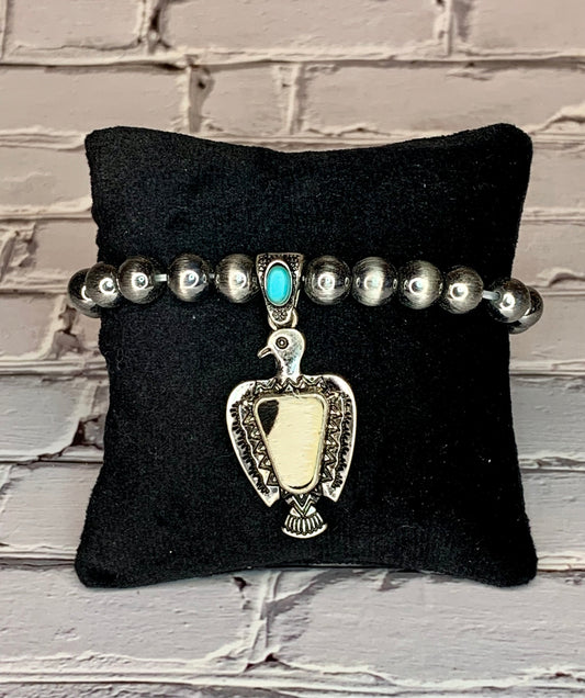 EAGLE SILVER PEARL STRETCH BRACELET