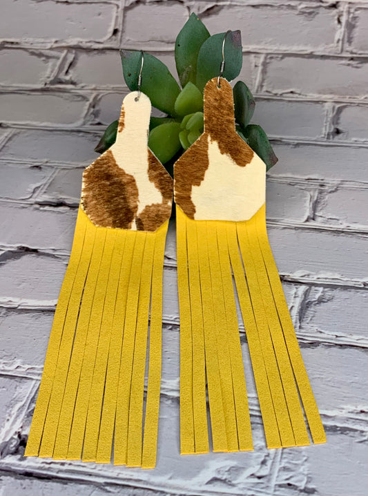 BROWN COW TASSEL EARRINGS