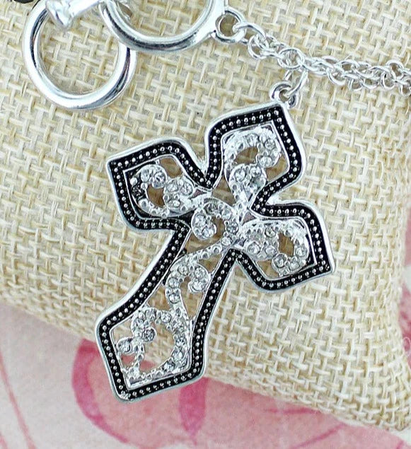 SIENA CRYSTAL SCROLL CROSS TOGGLE BRACELET