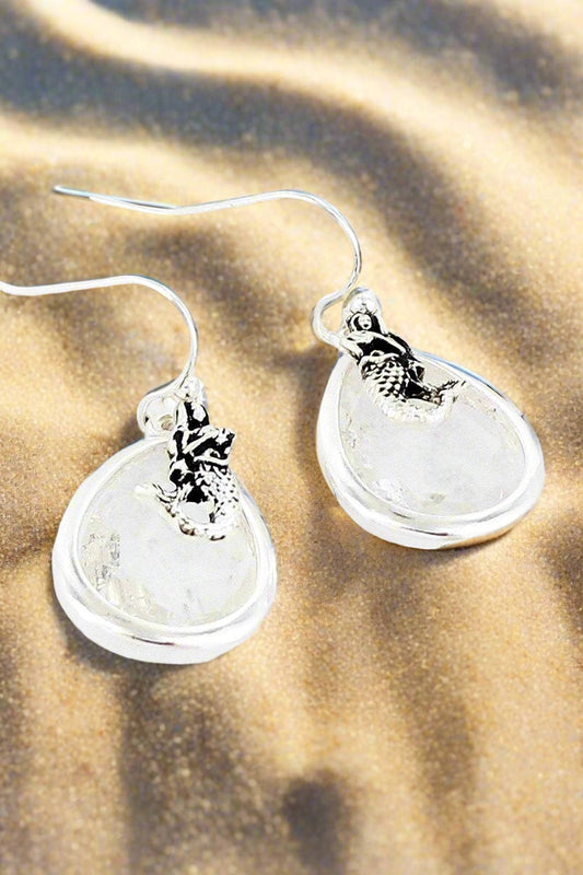 SILVERTONE MERMAID GEM TEARDROP EARRINGS