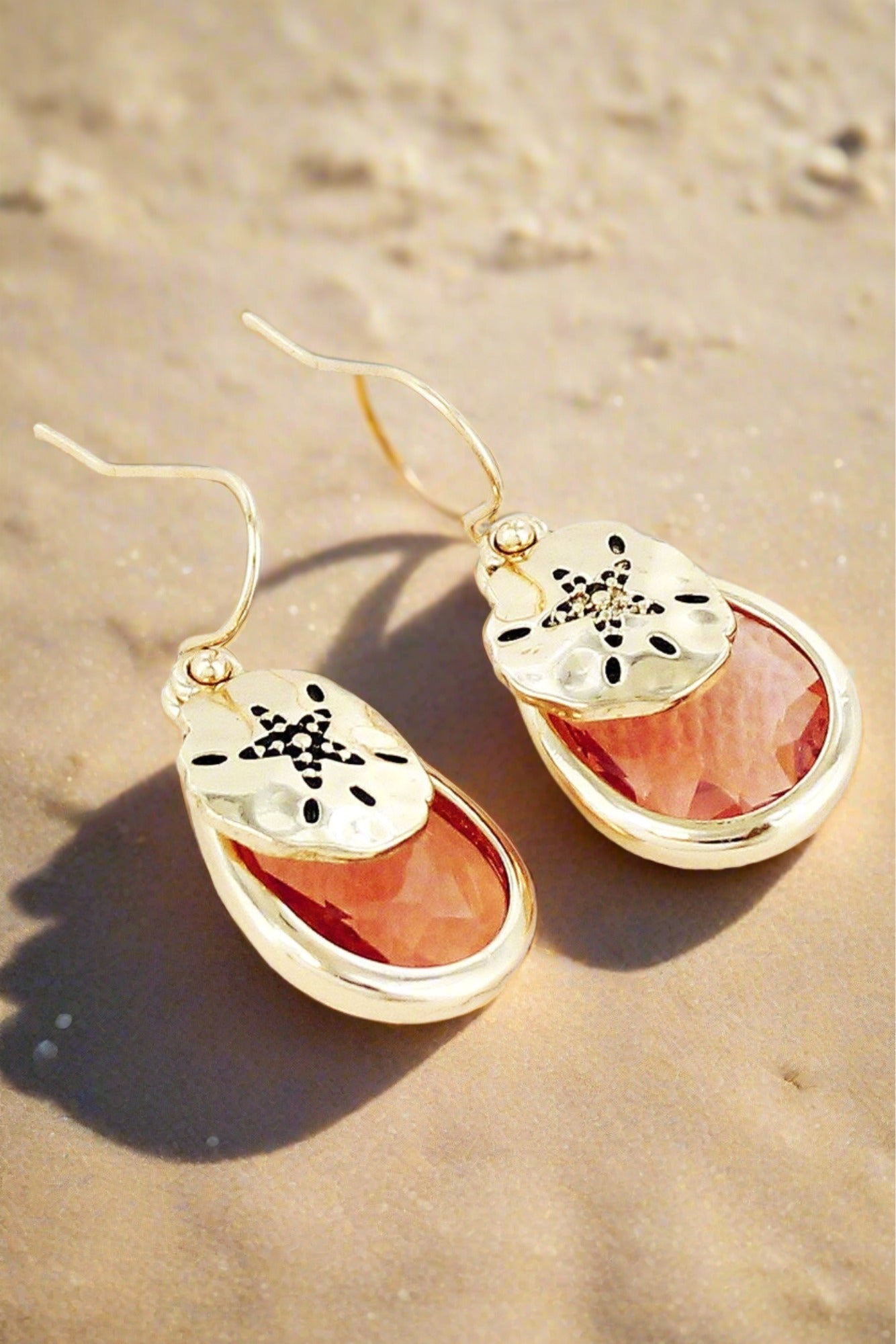 SAND DOLLAR GEM TEARDROP EARRINGS