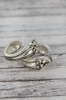 ANTIQUE SILVERTONE TEXTURED FLORAL EARRINGS