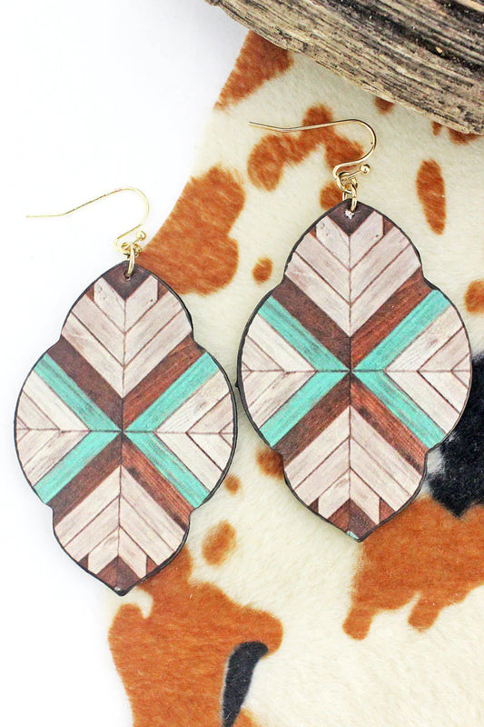 CHEYENNE CHEVRON FAUX LEATHER MOROCCO EARRINGS